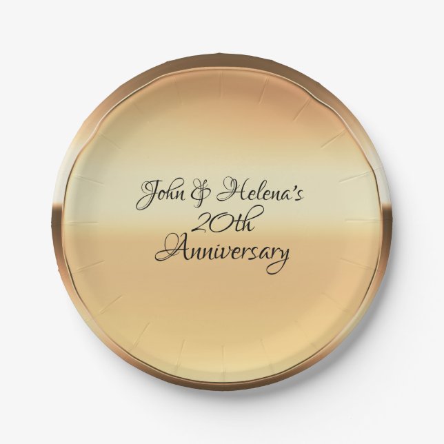 Yellow Gold Shine Personalized Custom Party Paper Plate (Front)
