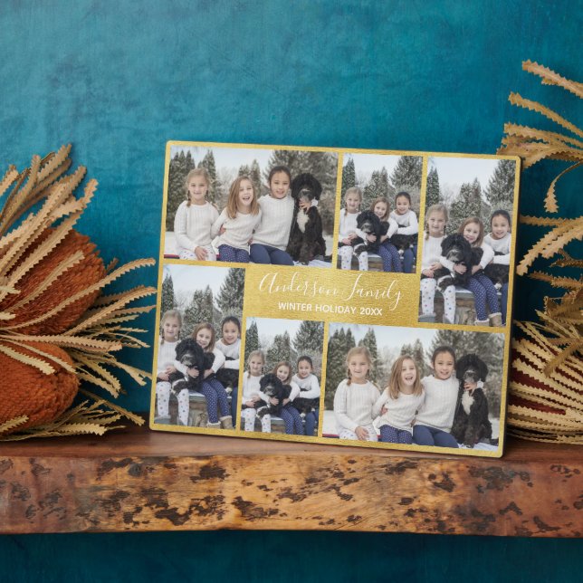 Yellow Gold Six Photo Template Plaque (Side)