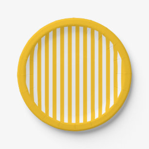 Yellow Gold Stripe Party Paper Plate