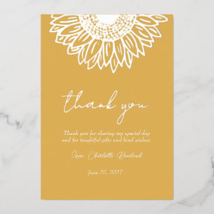 Yellow Gold Sunflower Modern Floral Thank You