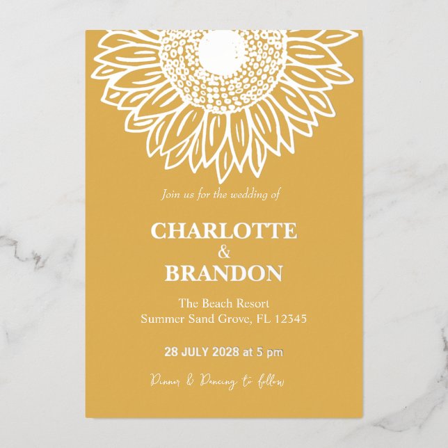  Yellow Gold Sunflower Wedding  (Front)