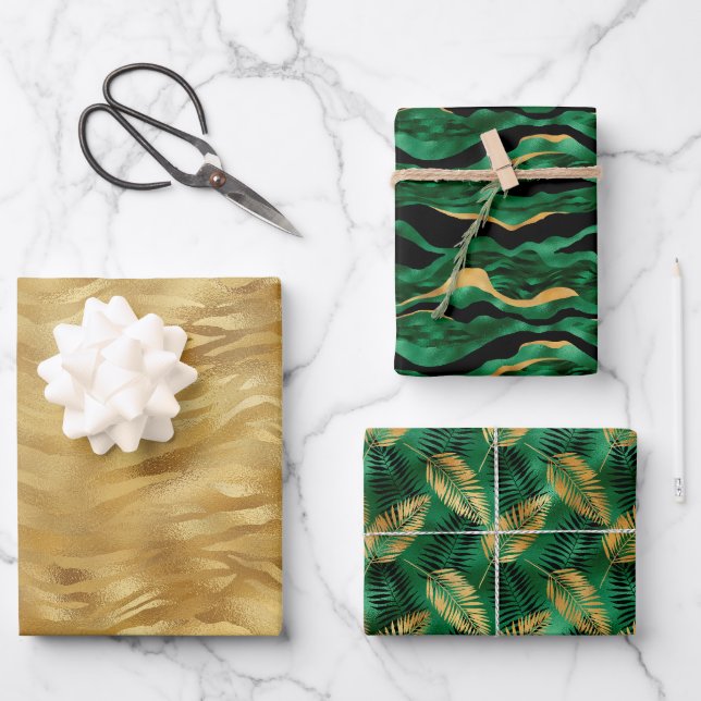 Yellow Gold Tiger Print Wrapping Paper Sheet (Front)