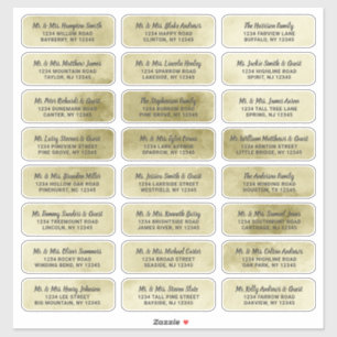 Yellow Gold Watercolor Script Guest Address Labels