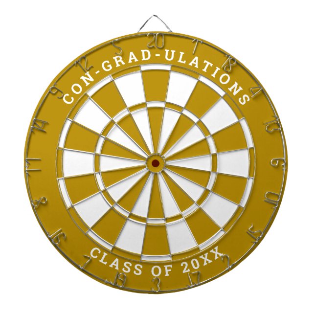 Yellow Gold & White Graduation | Custom Text Dartboard (Front)