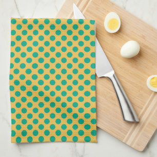 Yellow Gold with Emerald Green Polka Dots STaylor Kitchen Towel