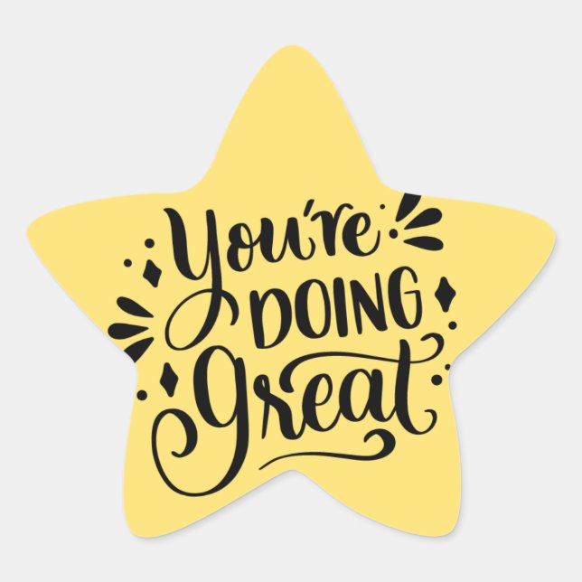 Yellow Gold You are doing Great Student Reward Star Sticker (Front)
