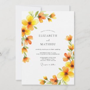 Yellow Golden Bloom Romance Wedding Invitation