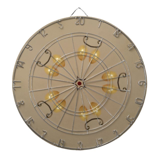 Yellow Golden Egg Pattern Easter Eggs Rustic Beige Dartboard (Front)
