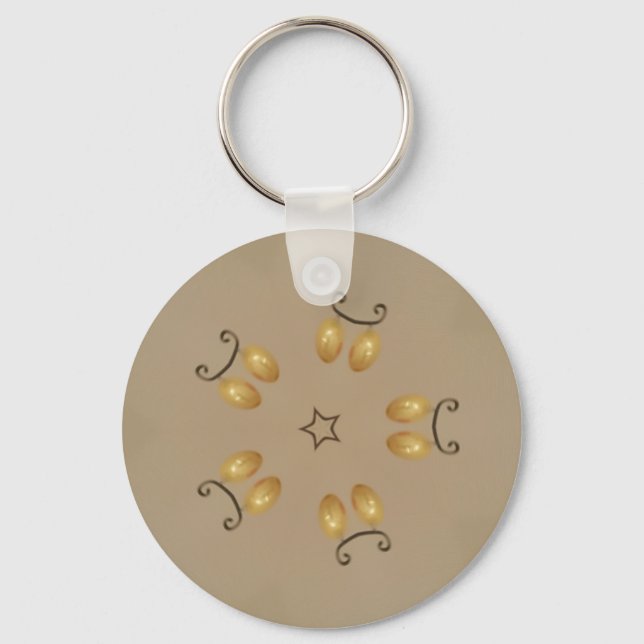 Yellow Golden Egg Pattern Easter Eggs Rustic Beige Keychain (Front)