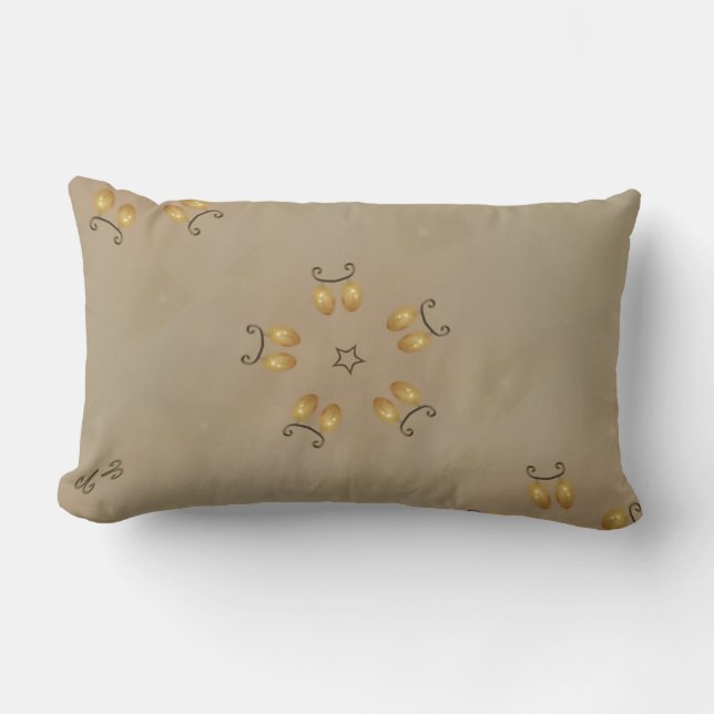 Yellow Golden Egg Pattern Easter Eggs Rustic Beige Lumbar Pillow (Front)