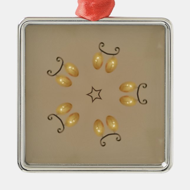 Yellow Golden Egg Pattern Easter Eggs Rustic Beige Metal Ornament (Front)