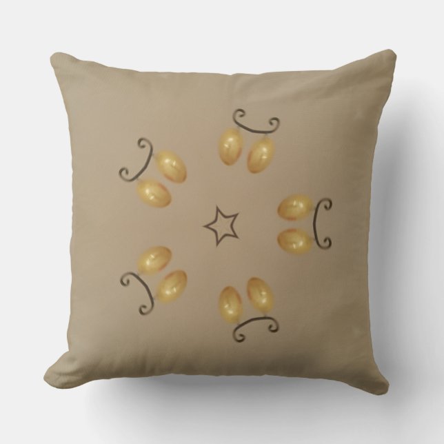 Yellow Golden Egg Pattern Easter Eggs Rustic Beige Throw Pillow (Front)