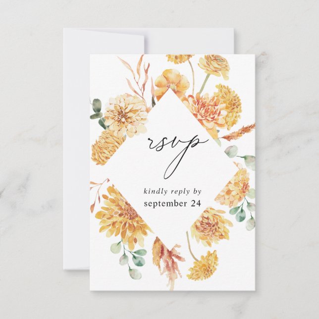 Yellow Golden Floral w Meal RSVP (Front)
