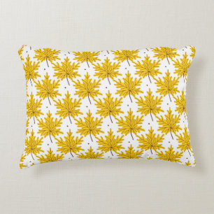 Yellow golden maple leaves pattern. Autum Accent Pillow
