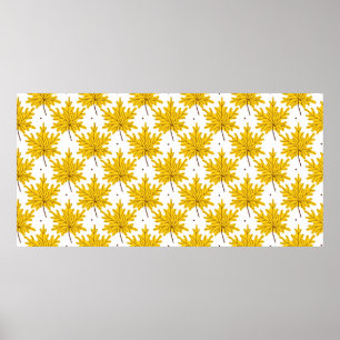 Yellow golden maple leaves seamless pattern. Autum Poster