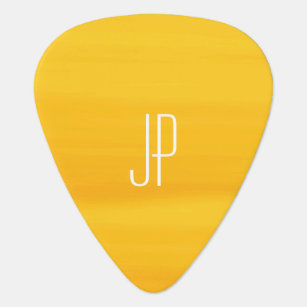 Yellow golden monogram initials guitar pick