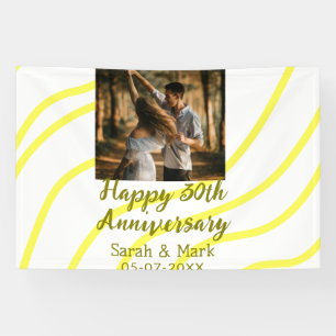Yellow golden photo 30th wedding anniversary name banner