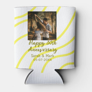 Yellow golden photo 30th wedding anniversary name  can cooler