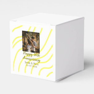 Yellow golden photo 30th wedding anniversary name favor box