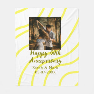 Yellow golden photo 30th wedding anniversary name  fleece blanket