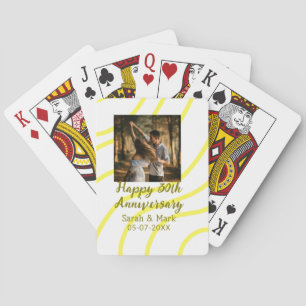 Yellow golden photo 30th wedding anniversary name  playing cards