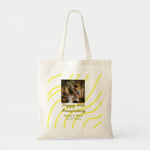 Yellow golden photo 30th wedding anniversary name tote bag
