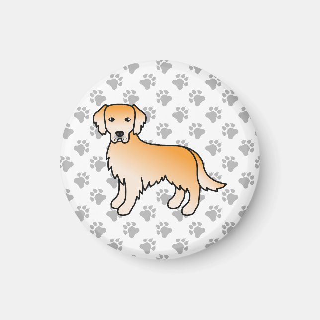 Yellow Golden Retriever Cartoon Dog Magnet (Front)