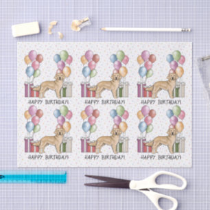 Yellow Golden Retriever Colourful Happy Birthday Tissue Paper