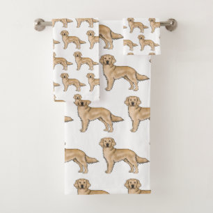 Yellow Golden Retriever Cute Cartoon Dog Pattern Bath Towel Set