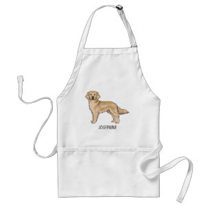 Yellow Golden Retriever Cute Dog With Custom Name Standard Apron