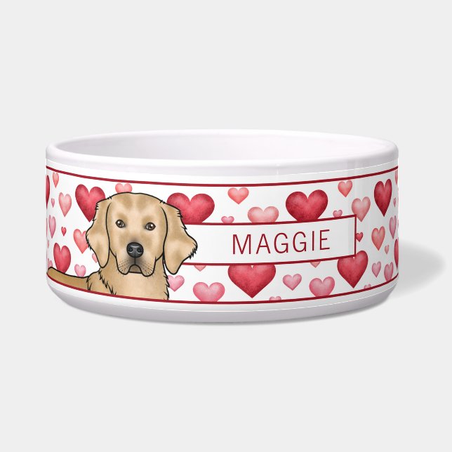 Yellow Golden Retriever Hearts Custom Pet Name (Front)