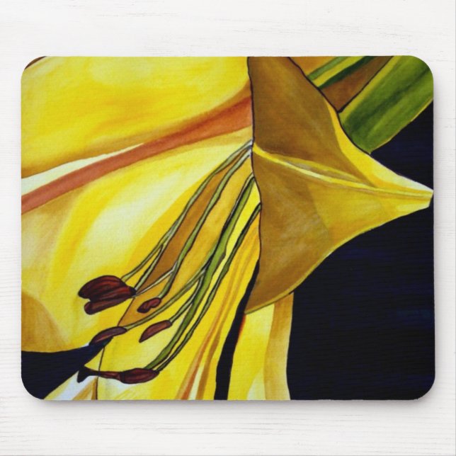 Yellow golden spledor lily flower mouse pad (Front)