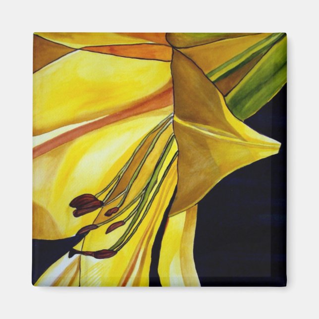 Yellow Golden Splendour lily art magnet (Front)