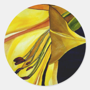Yellow Golden Splendour lily original art Classic Round Sticker