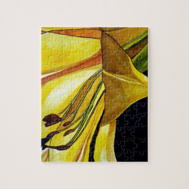 Yellow Golden Splendour lily original art Jigsaw Puzzle (Vertical)