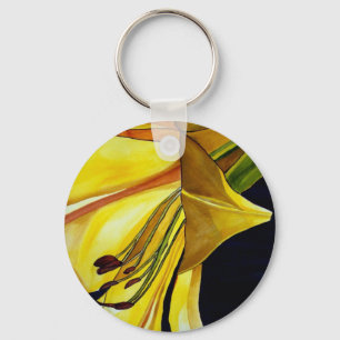 Yellow Golden Splendour lily original art Keychain