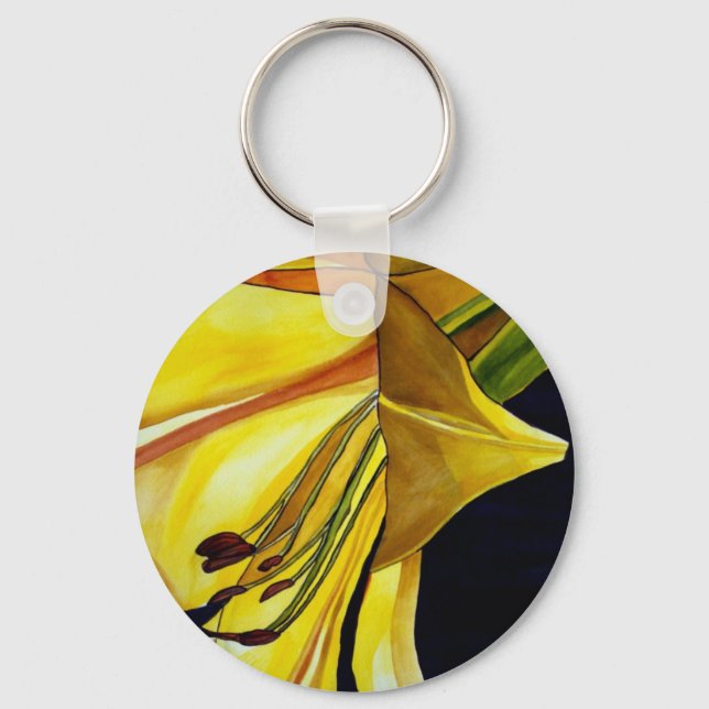 Yellow Golden Splendour lily original art Keychain (Front)