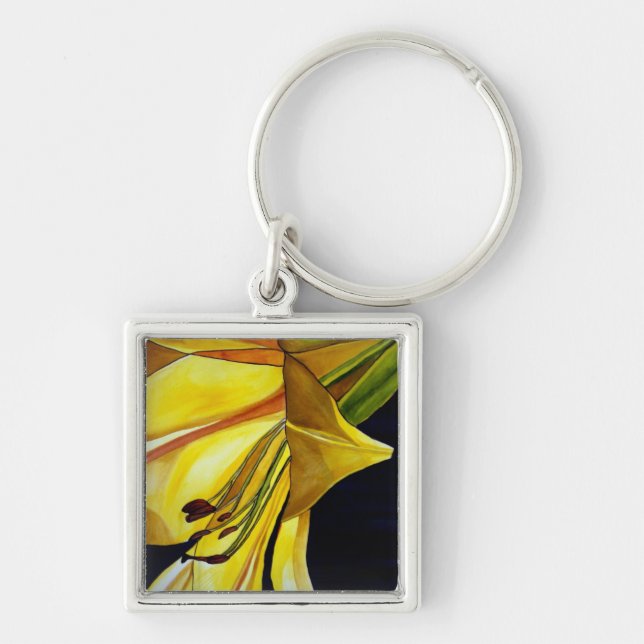 Yellow Golden Splendour lily original art Keychain (Front)