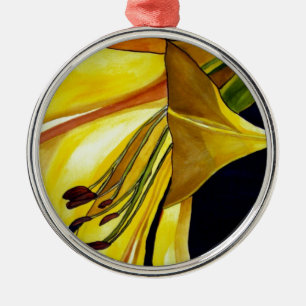 Yellow Golden Splendour lily original art Metal Ornament