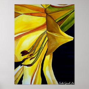 Yellow Golden Splendour lily original art Poster