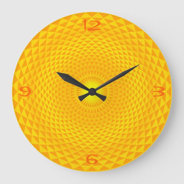 Yellow Golden Sun Lotus flower meditation wheel OM Large Clock (Front)