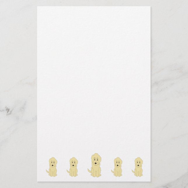 Yellow Goldendoodle Dog Design Stationery (Front)