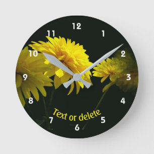 Yellow Goldquell Flowers Personalized Round Clock