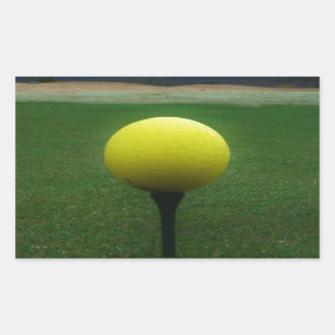 Yellow Golf Ball on a mountain golf course Sticker