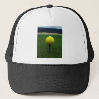 Yellow Golf Ball on a mountain golf course Trucker Hat