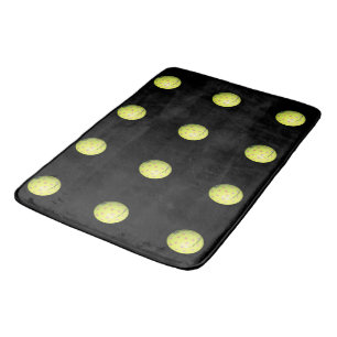 Yellow Golf Balls On Black, Bath Mat