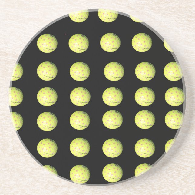Yellow Golf Balls On Black, Coaster (Front)