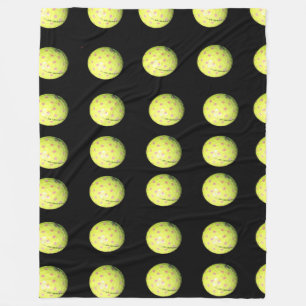 Yellow Golf Balls On Black, Fleece Blanket