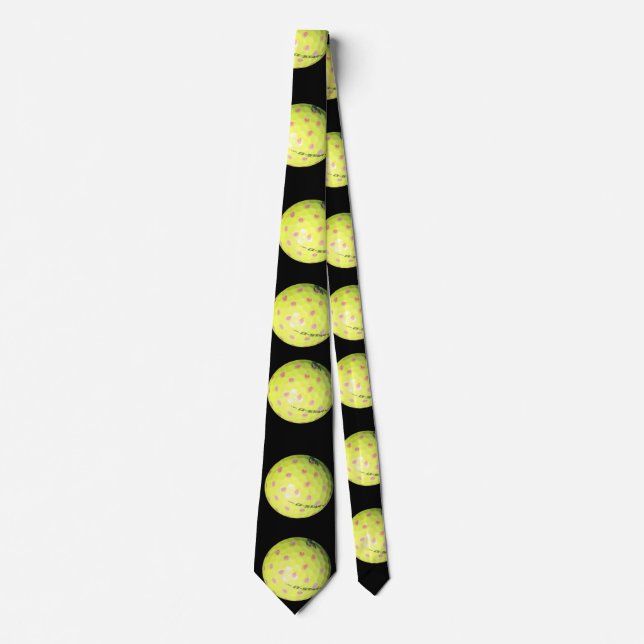 Yellow Golf Balls On Black, Tie (Front)