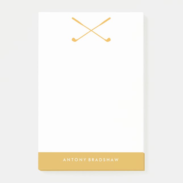 Yellow Golf Clubs Personalized Post-it Notes (Front)